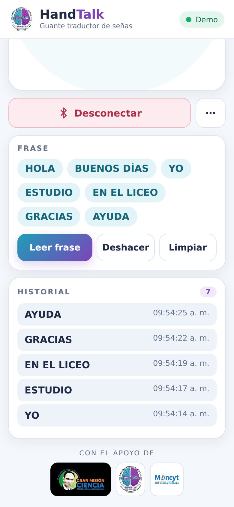 Frase e historial