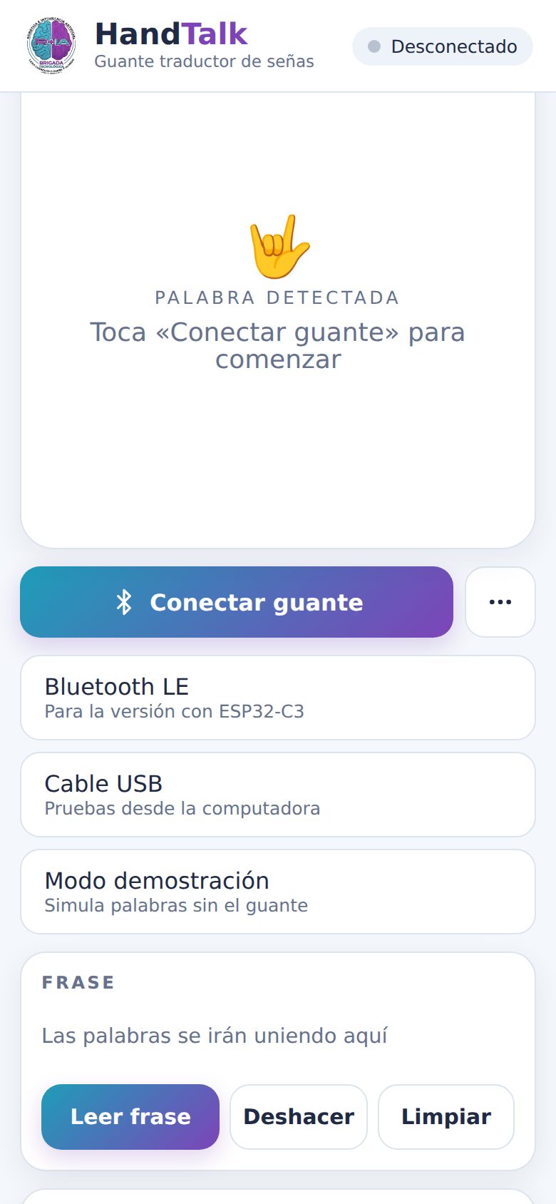 Opciones de conexión